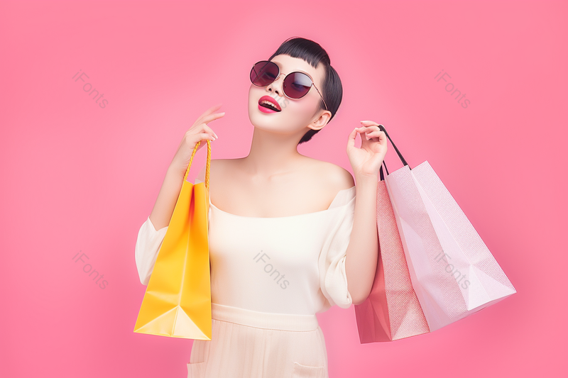 双11购物狂欢节墨镜女性购物摇摆,高清,摄影图,摄影图片,图片大全,摄影图免费下载